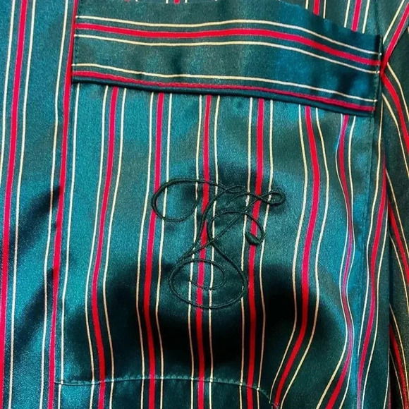Victoria's Secret Womens Vintage Gold Label Striped Pajama Large Green XM EXC - Picture 4 of 12